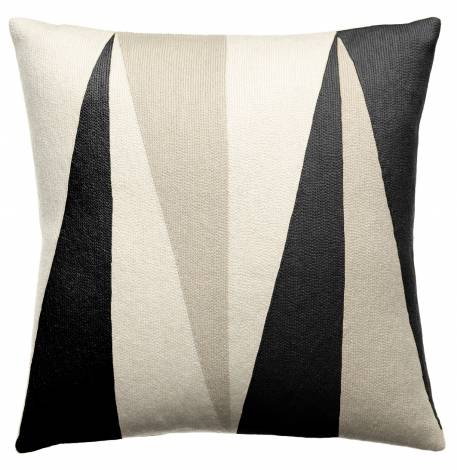 Judy Ross Textiles Hand-Embroidered Chain Stitch Blade Throw Pillow cream/black/oyster